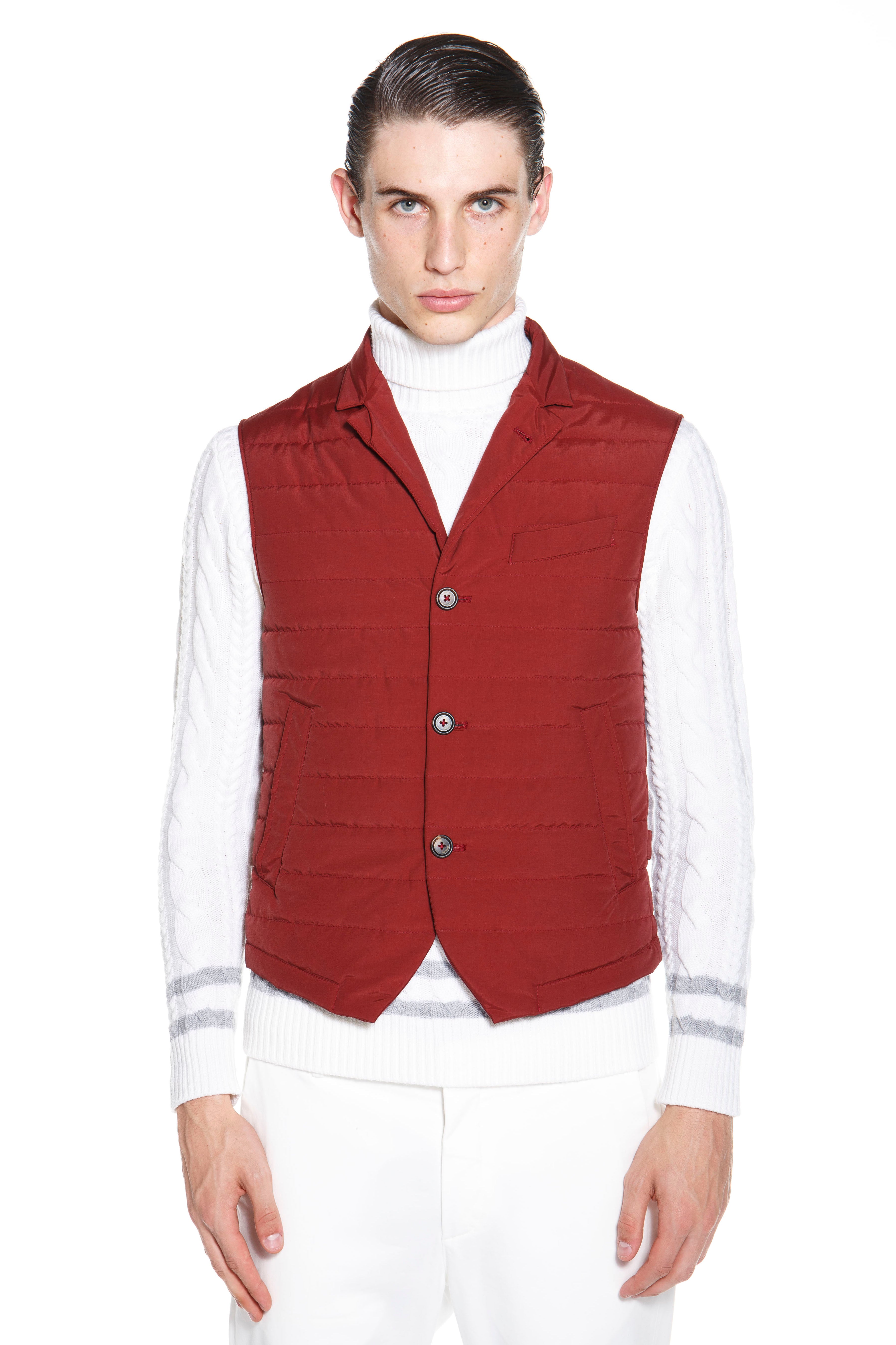 Eleventy button-up quilted gilet - Red
