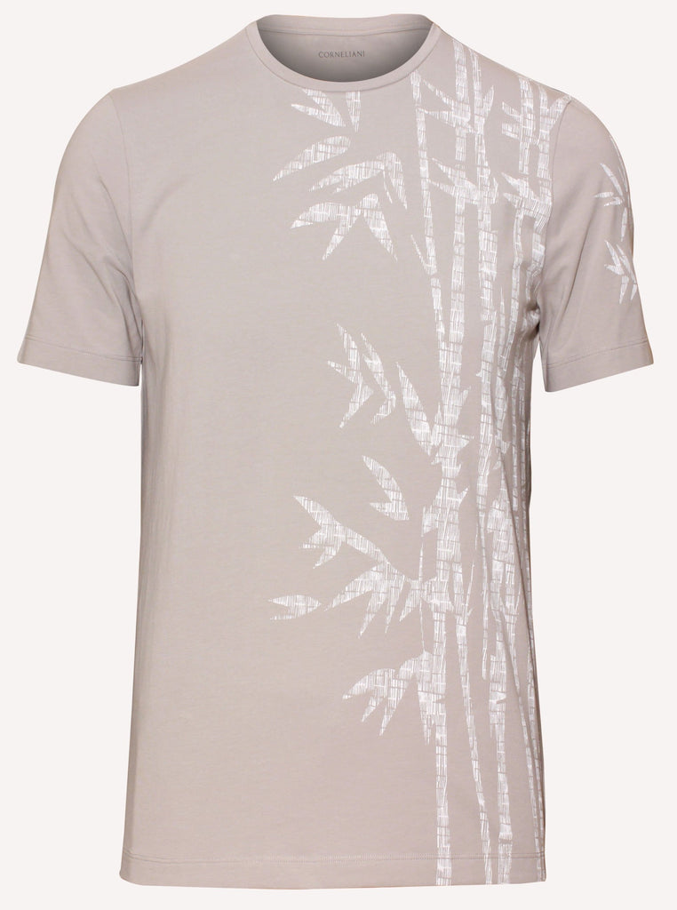 T-shirt in enzyme stretch cotton
White print of bamboo leaf